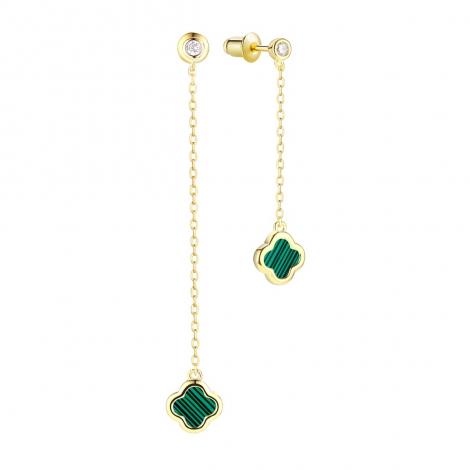 Серьги, вставка: малахит и., куб.цирконий, арт.:0220913267gp-e, SilverWings, рис. 1