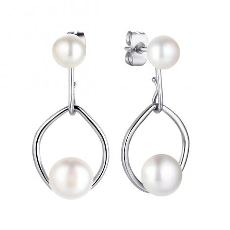 Серьги, вставка: жемчуг (культ.), арт.:0220913790a, SilverWings, рис. 1