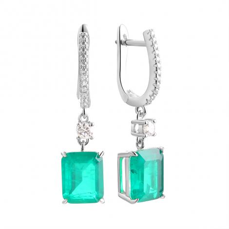 Серьги, вставка: ситалл, куб.цирконий, арт.:0220915413e, SilverWings, рис. 1