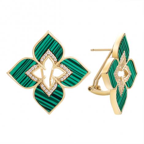 Серьги, вставка: куб.цирконий, малахит и., арт.:0220915422gp-e, SilverWings, рис. 1