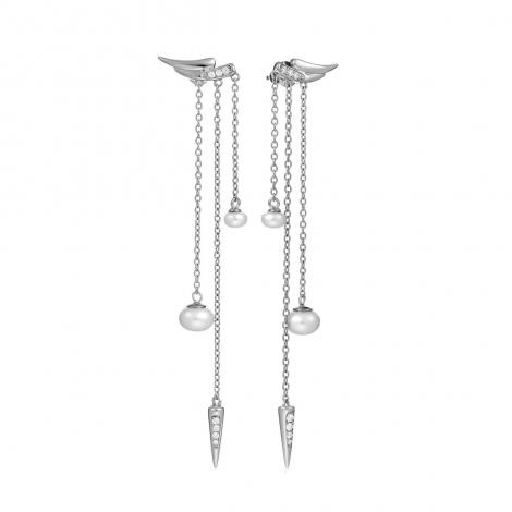 Серьги, вставка: жемчуг, куб.цирконий, арт.:0220935422a, SilverWings, рис. 1