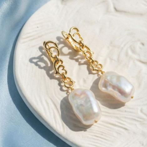 Серьги, вставка: жемчуг "барокко", арт.:0220955927gp, SilverWings, рис. 3