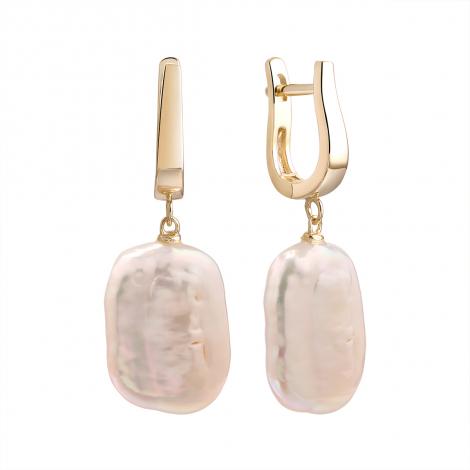 Серьги, вставка: жемчуг "барокко" (культ.), арт.:0220956128gp, SilverWings, рис. 1