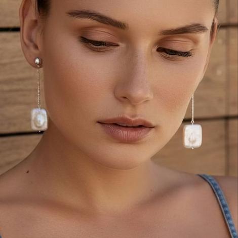 Серьги, вставка: жемчуг "барокко" (культ.), арт.:0221114132a, SilverWings, рис. 2