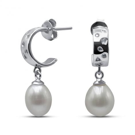 Серьги, вставка: жемчуг (культ.), арт.:022231903a, SilverWings, рис. 1