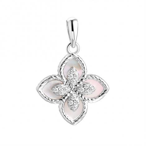 Подвеска, вставка: перламутр, куб.цирконий, арт.:0320914005a, SilverWings, рис. 1