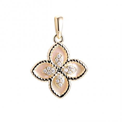 Подвеска, вставка: перламутр, куб.цирконий, арт.:0320914005gp-a, SilverWings, рис. 1