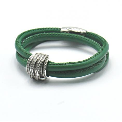 Браслет, вставка: кожа и., куб.цирконий, арт.:042211195e, SilverWings, рис. 1