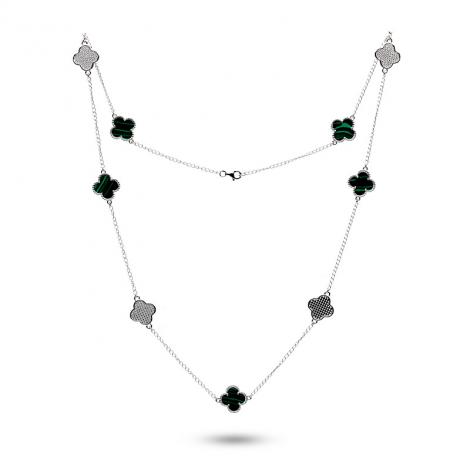 Колье, вставка: малахит и., куб.цирконий, арт.:0520912516e, SilverWings, рис. 1