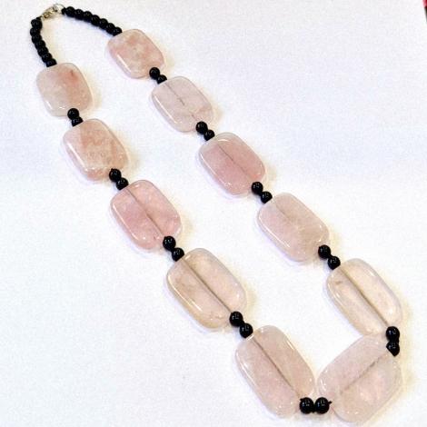 Бусы, вставка: кварц розовый, оникс, арт.:052121105, SilverWings, рис. 1