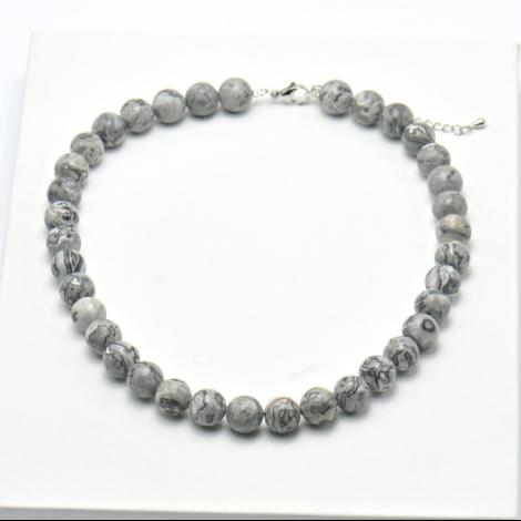 Бусы, вставка: яшма сер., арт.:05212114921, SilverWings, рис. 1