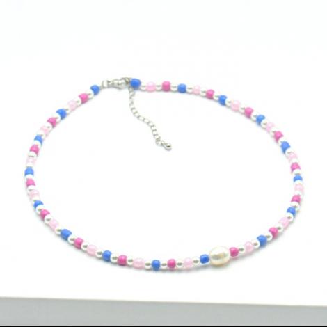 Колье, вставка: жемчуг (культ.), майорика, арт.:0521211626mixa, SilverWings, рис. 1