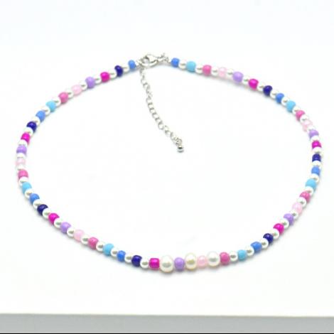 Колье, вставка: майорика, жемчуг (культ.), арт.:0521211656mix4, SilverWings, рис. 1