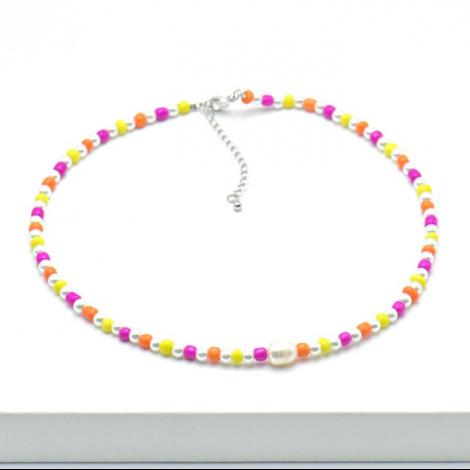 Колье, вставка: майорика, жемчуг (культ.), арт.:0521211656mix, SilverWings, рис. 1