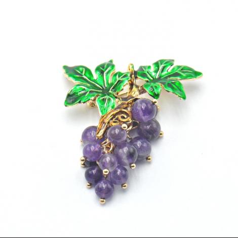 Брошь, вставка: эмаль, аметист, арт.:082401423gp-f, SilverWings, рис. 1