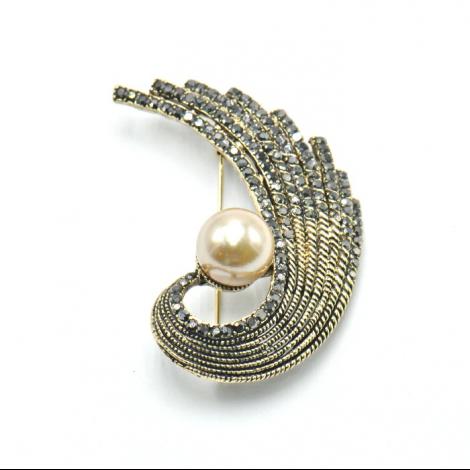 Брошь, вставка: майорика, кристалл "swarovski", арт.:082401435gp-o, SilverWings, рис. 1