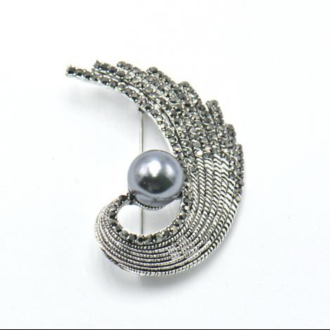 Брошь, вставка: майорика, кристалл "swarovski", арт.:082401435t, SilverWings, рис. 1