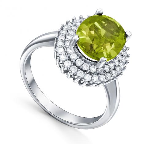 Кольцо, вставка: султанит, куб.цирконий, арт.:210002-289-32, SilverWings, рис. 1