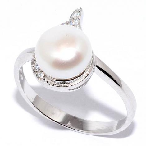 Кольцо, вставка: жемчуг (культ.), куб.цирконий, арт.:210003a-5-154, SilverWings, рис. 1