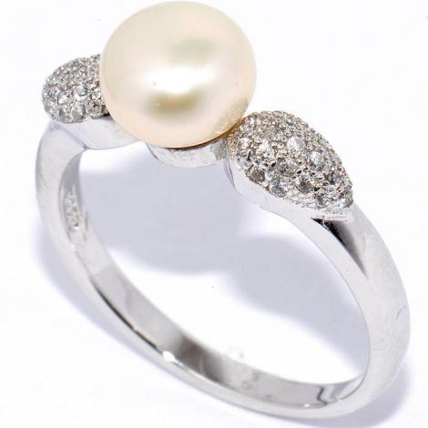 Кольцо, вставка: жемчуг (культ.), куб.цирконий, арт.:210178-113-77, SilverWings, рис. 1