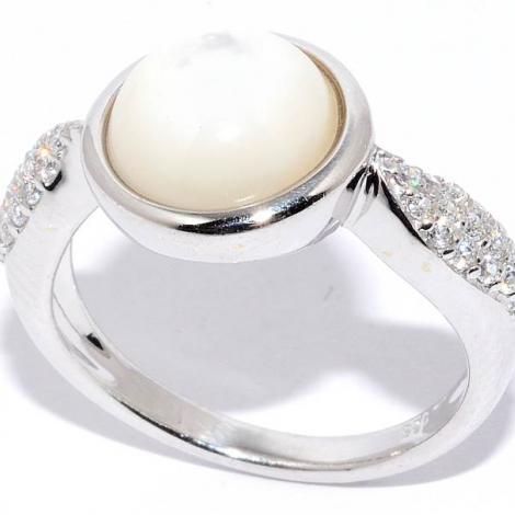 Кольцо, вставка: перламутр, куб.цирконий, арт.:21ar3333za-148, SilverWings, рис. 1