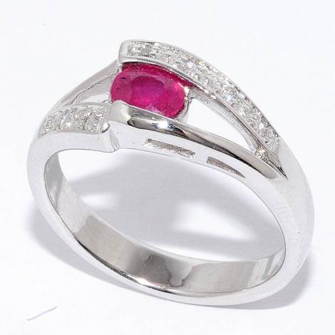 Кольцо, вставка: корунд (руб.), куб.цирконий, арт.:21gre1855-69, SilverWings, рис. 1
