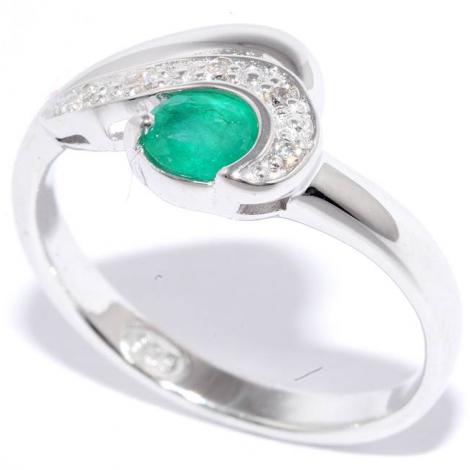 Кольцо, вставка: берилл, куб.цирконий, арт.:21gre1861-69-92, SilverWings, рис. 1