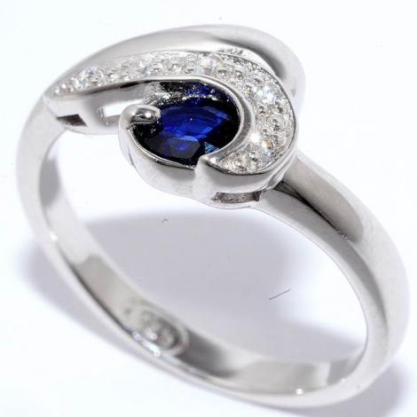 Кольцо, вставка: корунд (сапф.), куб.цирконий, арт.:21gre1861-69, SilverWings, рис. 1