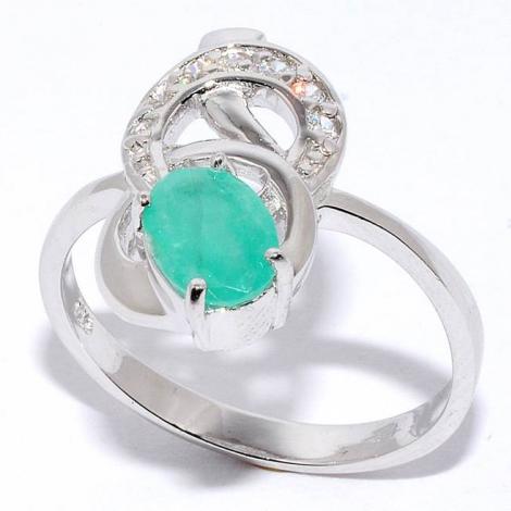 Кольцо, вставка: берилл, куб.цирконий, арт.:21gre2030-69, SilverWings, рис. 1