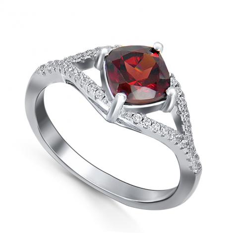 Кольцо, вставка: гранат, куб.цирконий, арт.:21knys1283-155, SilverWings, рис. 1