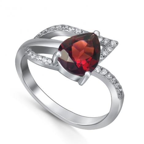 Кольцо, вставка: гранат, куб.цирконий, арт.:21knys1294-155, SilverWings, рис. 1
