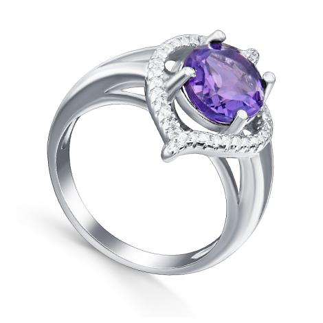 Кольцо, вставка: аметист, куб.цирконий, арт.:21knys1439-155, SilverWings, рис. 1