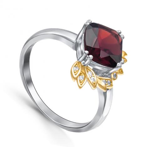 Кольцо, вставка: гранат, куб.цирконий, арт.:21knys1477gp-155, SilverWings, рис. 1