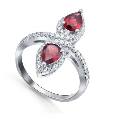 Кольцо, вставка: гранат, куб.цирконий, арт.:21knys1485-155, SilverWings, рис. 1