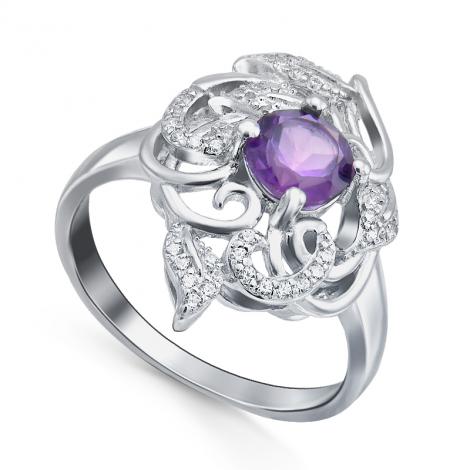 Кольцо, вставка: аметист, куб.цирконий, арт.:21knys1487-155, SilverWings, рис. 1