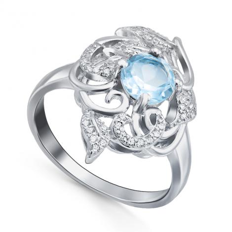 Кольцо, вставка: топаз, куб.цирконий, арт.:21knys1487-155, SilverWings, рис. 1