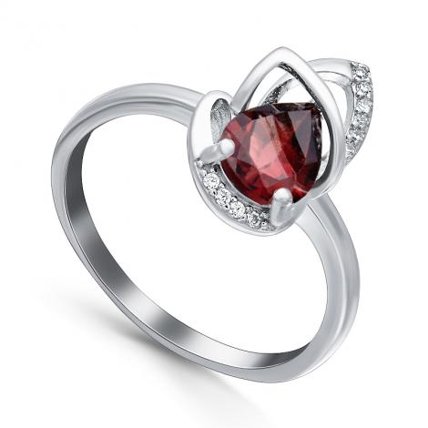 Кольцо, вставка: гранат, куб.цирконий, арт.:21knys1489-155, SilverWings, рис. 1
