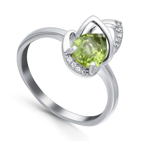 Кольцо, вставка: хризолит, куб.цирконий, арт.:21knys1489-155, SilverWings, рис. 1