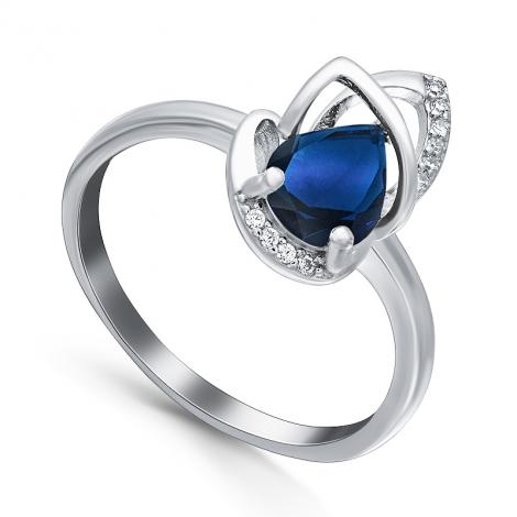 Кольцо, вставка: корунд (сапф.), куб.цирконий, арт.:21knys1489-155, SilverWings, рис. 1