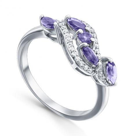 Кольцо, вставка: аметист, куб.цирконий, арт.:21knys1537-155, SilverWings, рис. 1