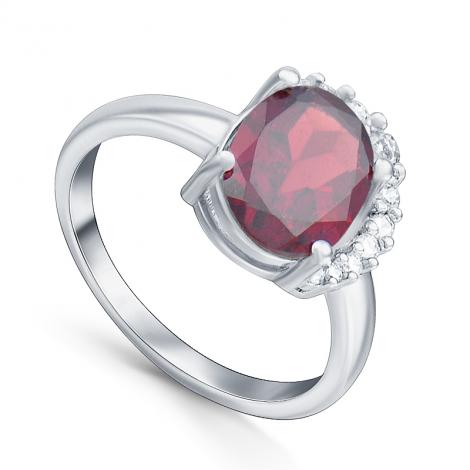 Кольцо, вставка: гранат, куб.цирконий, арт.:21knys1550-155, SilverWings, рис. 1