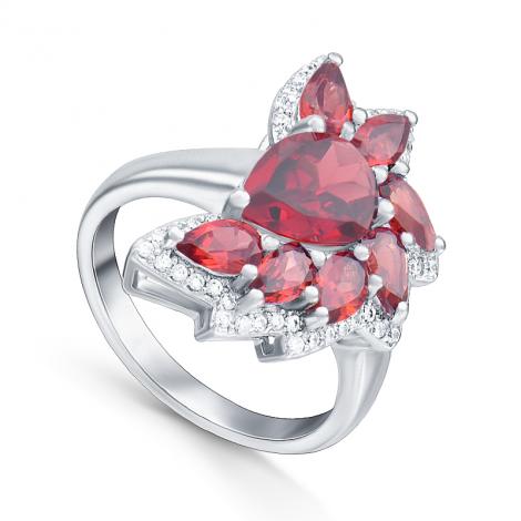 Кольцо, вставка: гранат, куб.цирконий, арт.:21knys1619-155, SilverWings, рис. 1