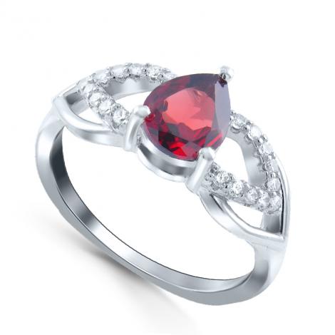 Кольцо, вставка: гранат, куб.цирконий, арт.:21knys1720-155, SilverWings, рис. 1