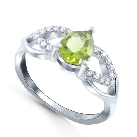 Кольцо, вставка: хризолит, куб.цирконий, арт.:21knys1720-155, SilverWings, рис. 1