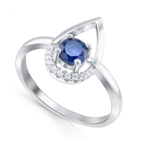 Кольцо, вставка: корунд (сапф.), куб.цирконий, арт.:21knys1732-155, SilverWings, рис. 1