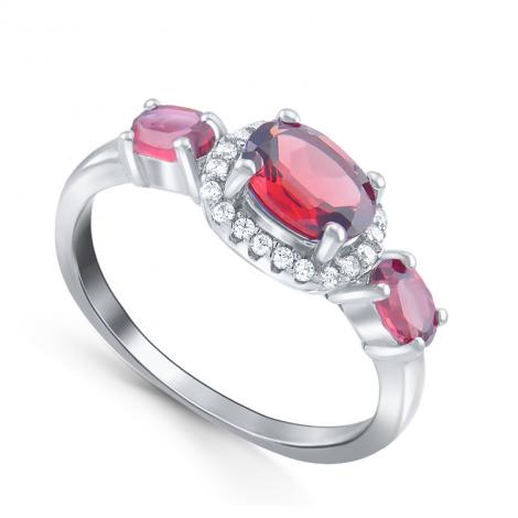Кольцо, вставка: гранат, куб.цирконий, арт.:21knys1740-155, SilverWings, рис. 1