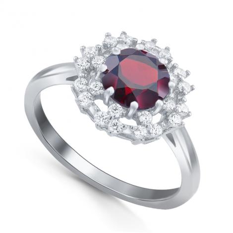Кольцо, вставка: гранат, куб.цирконий, арт.:21knys1742-155, SilverWings, рис. 1