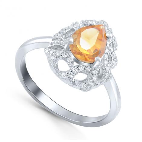 Кольцо, вставка: цитрин, куб.цирконий, арт.:21knys1817-155, SilverWings, рис. 1