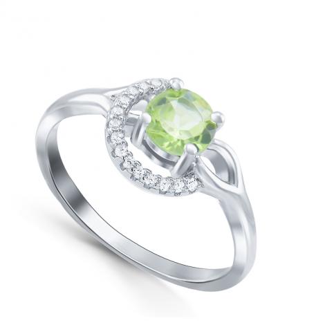 Кольцо, вставка: хризолит, куб.цирконий, арт.:21knys1819-155, SilverWings, рис. 1