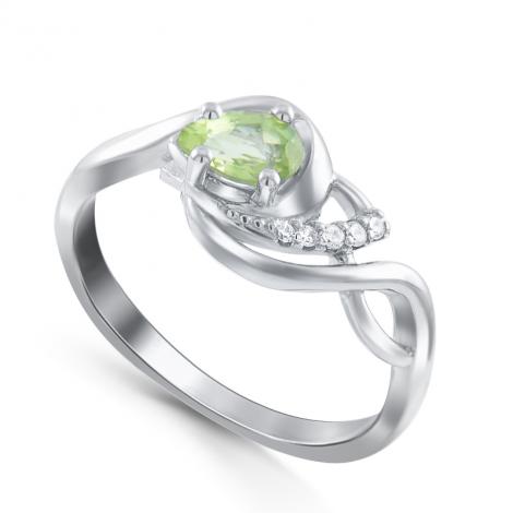 Кольцо, вставка: хризолит, куб.цирконий, арт.:21knys1848-155, SilverWings, рис. 1